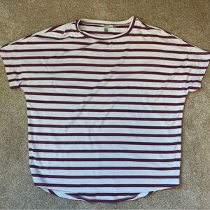 Cable & Gauge Striped Tee in White and Burgundy